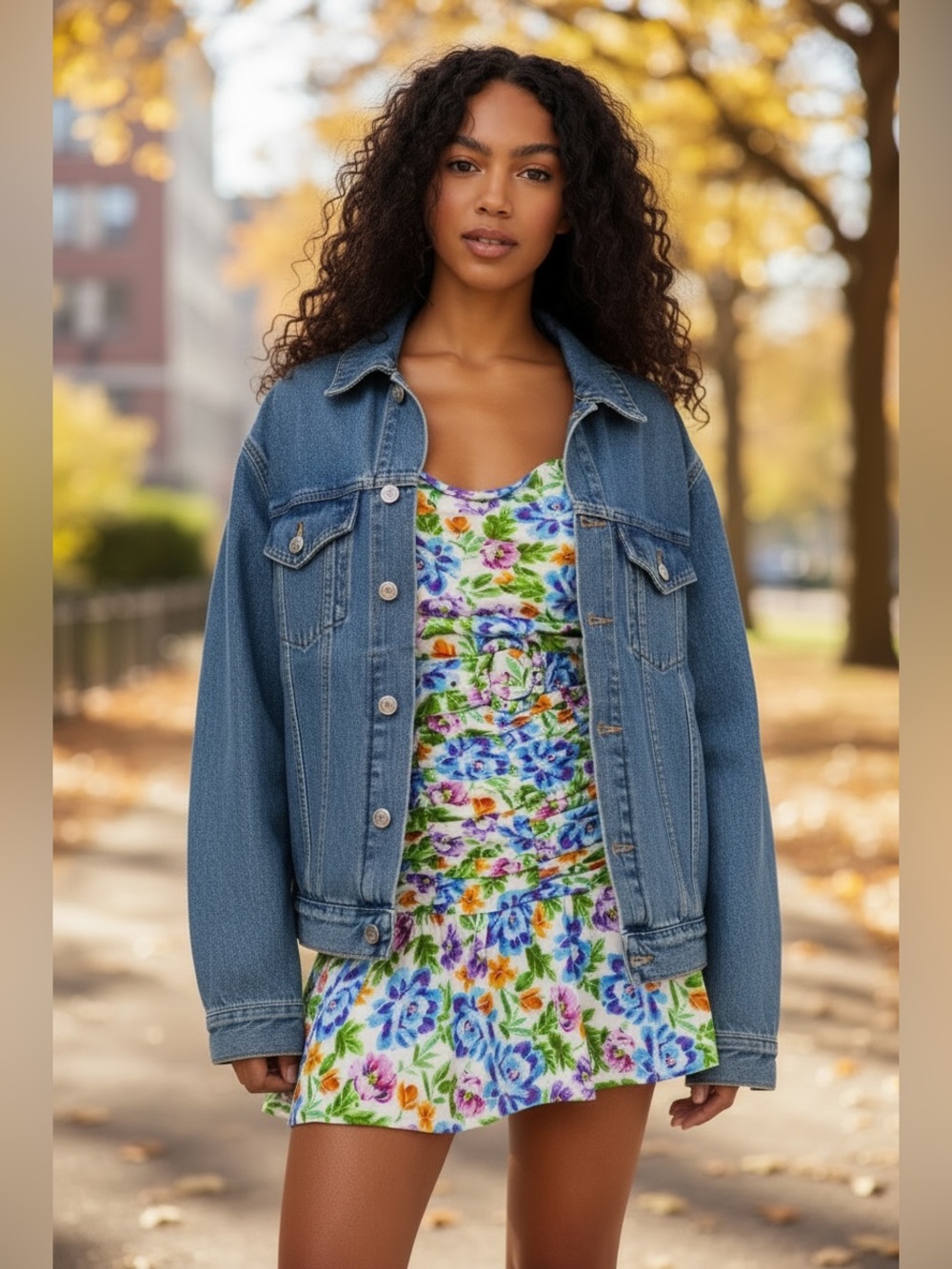 For Love & Lemons Floral Cowl Mini Dress in White, Blue, Green, Pink, Orange